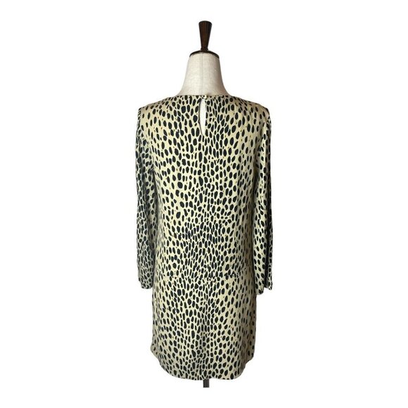 J. Crew Tan And Black Leopard Print Long Sleeve Pocket Front Shift Dress Size 4 - Picture 5 of 10